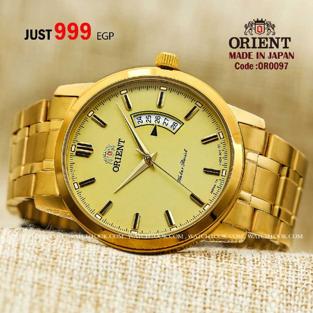 Orient for men steel gold plate gold code OR0097
